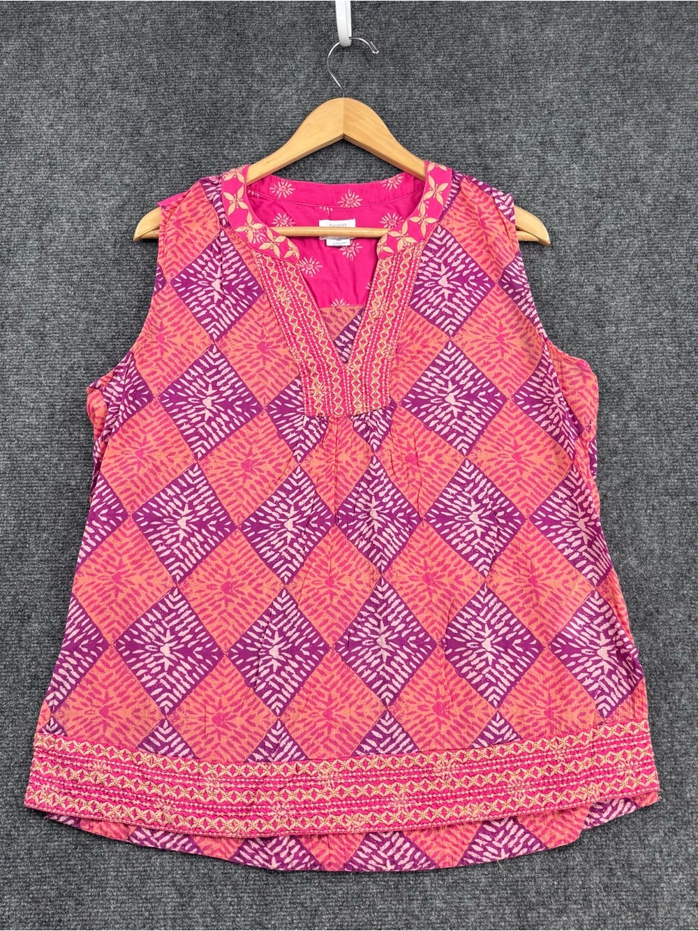 Sigrid Olsen Colorful Resortwear Embroidered Sleeveless Tunic Top Women’s L